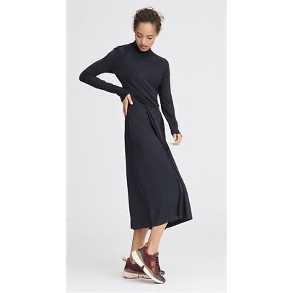 Rag and Bone Shaw Draped Midi Dress Black Size XS - Picture 4 of 8